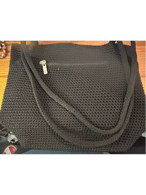 Women's The Sak Black Crochet Tote Bag 12 x 10 x 4